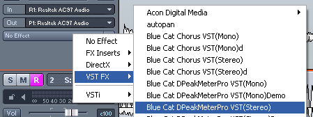 Step 01 - On the source track insert the Digital Peak Meter Pro